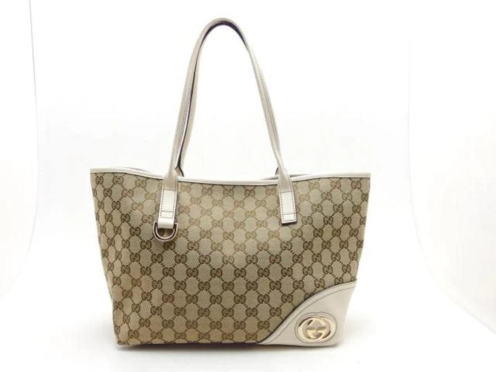 Gucci tote bag Beige Cream Ivory White GG canvas calfskin